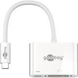 goobay USB Adapter, USB-C Stecker > USB-C Buchse + DVI Buchse weiß, 15cm, PD, Laden mit bis zu 60 Watt