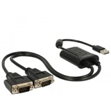 DeLOCK EASY-USB 2.0 Adapterkabel, USB-A Stecker > 2x Seriell RS-232 Stecker, Y-Kabel schwarz, 0,6 Meter