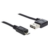 DeLOCK EASY-USB 2.0 Kabel, USB-A Stecker 90° > Micro-USB Stecker schwarz, 2 Meter, rechts / links abgewinkelt