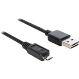 DeLOCK EASY-USB 2.0 Kabel, USB-A Stecker > Micro-USB Stecker schwarz, 3 Meter, USB-A Stecker beidseitig verwendbar