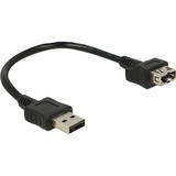 DeLOCK EASY-USB 2.0 Verlängerungskabel, USB-A Stecker > USB-A Buchse schwarz, 20cm, ShapeCable, USB-A Stecker beidseitig verwendbar