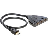 DeLOCK Switch HDMI-A Stecker > 3x HDMI-A Buchse, HDMI Switch schwarz, 60 cm