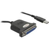 DeLOCK USB 1.1 Adapterkabel, USB-A Stecker > Parallel 25 Pin Buchse schwarz, 80cm