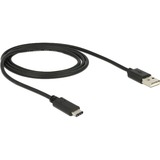 DeLOCK USB 2.0 Kabel, USB-A Stecker > USB-C Stecker schwarz, 1 Meter