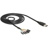 DeLOCK USB 2.0 Konverter, USB-A Stecker > Seriell TTL 6 Pin Header Buchse einzeln schwarz, 1,8 Meter