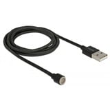 DeLOCK USB 2.0 Magnetisches Daten- und Ladekabel, USB-A Stecker > Magnetanschluss schwarz, 1,1 Meter, gesleevt