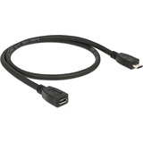 DeLOCK USB 2.0 Verlängerungskabel, Micro-USB Stecker > Micro-USB Buchse schwarz, 0,5 Meter, doppelt geschirmt