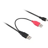 DeLOCK USB 2.0 Y-Kabel, 2x USB-A Stecker > Mini-USB Stecker schwarz/rot, 1 Meter