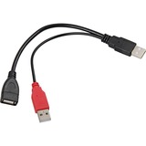 DeLOCK USB 2.0 Y-Kabel, USB-A Stecker + USB-A Stecker > USB-A Buchse schwarz/rot, 20cm