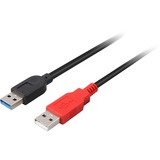 DeLOCK USB 3.2 Gen 1 Y-Kabel, USB-A Stecker + USB-A Stecker > USB-A Buchse schwarz/rot, 30cm