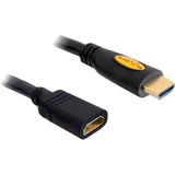DeLOCK Verlängerungskabel High Speed HDMI mit Ethernet, HDMI A Stecker > HDMI A Buchse schwarz, 1 Meter