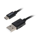 Sharkoon USB 2.0 Kabel, USB-A Stecker > USB-C Stecker schwarz, 0,5 Meter