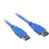 Sharkoon USB 3.2 Gen 1 Verlängerungskabel, USB-A Stecker > USB-A Buchse blau, 2 Meter, doppelt geschirmt