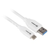 Sharkoon USB 3.2 Gen 2 Kabel, USB-A Stecker > USB-C Stecker weiß, 0,5 Meter