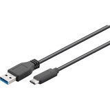 goobay USB 3.2 Gen 1 Kabel, USB-A Stecker > USB-C Stecker schwarz, 15cm