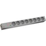 Bachmann 19" IT PDU Steckdosenleiste Basic 8-fach, 1HE grau, 2 Meter, 6.500A Überspannungsschutz