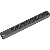 Bachmann 19" IT PDU Steckdosenleiste Basic 8-fach, 1HE schwarz, 2 Meter, 6.500A Überspannungsschutz