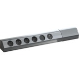 Bachmann CASIA Steckdosenleiste 4-fach, Wand- oder Eckmontage silber/schwarz, 2 Meter Kabel, 2x USB, Schalter