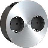 Bachmann Einbausteckdose TWIST 2S edelstahl, 2x Schutzkontakt-Steckdose