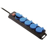 Bachmann Outdoor-Steckdosenleiste (IP44) 5-fach schwarz/blau, 4,5 Meter Kabel