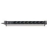 Brennenstuhl Alu-Line 19" 8-fach, Steckdosenleiste schwarz/silber, 1HE