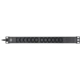 Brennenstuhl Alu-Line 19" Steckdosenleiste 12-fach C13 schwarz/aluminium, 1HE, 2 Meter Kabel, Kaltgerätebuchsen