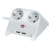 Brennenstuhl Desktop-Power Steckdosenleiste 2-fach weiß (glänzend), 1,8 Meter, 2x USB-A