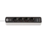 Brennenstuhl Ecolor Steckdosenleiste 4-fach, 2x USB-A weiß/schwarz, 1,5 Meter Kabel, USB-A, mit Sicherheitsschalter