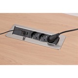 Brennenstuhl Indesk-Power versenkbare Steckdosenleiste 3-fach silber/schwarz, 2 Meter, 2x USB