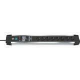 Brennenstuhl Premium Protect Line, 8-fach Steckdosenleiste schwarz/silber, 60.000A Überspannungsschutz, 3 Meter