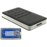 DeLOCK Externes Gehäuse M.2 Key B 42 mm SSD > USB 3.0 Typ Micro-B Buchse, Laufwerksgehäuse grau/schwarz, mit Verschlüsselungsfunktion