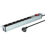 Digitus 19" Steckdosenleiste mit Aluminiumprofil, 7-fach, 1HE 2 Meter Kabel, Überspannungsschutz, Schalter