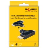 DeLOCK 3in1 Monitoradapter HDMI / DisplayPort / mini DisplayPort > HDMI anthrazit