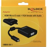 DeLOCK Adapter HDMI micro-VGA St-Bu schwarz, 17 cm (inkl. Anschlüsse)