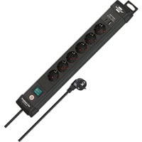 Brennenstuhl Premium-Line Steckdosenleiste 6-fach, 2x USB schwarz, 3 Meter Kabel, USB-A, USB-C, mit Sicherheitsschalter