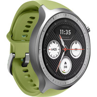 Motorola moto watch, Smartwatch silber, mit silbernem Edelstahl-Armband und grünem Silikon-Armband