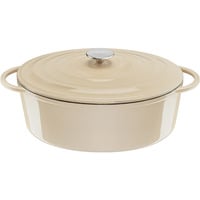 Tefal Ovaler Bräter aus Lov Gusseisen Ø 34cm beige, mit Deckel, 7,2 Liter
