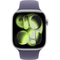 Apple Watch Series 11, Smartwatch silber, Aluminium, 46 mm, Sportarmband nebelviolett S/M, Cellular
