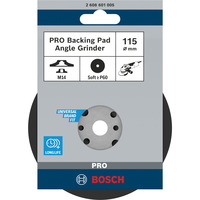 Bosch PRO Backing Pad, Stützteller für Fiberschleifscheiben 115mm, M14, Schleifteller weich, für Winkelschleifer mit Spannmutter