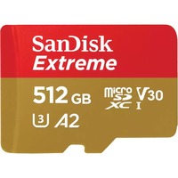 SanDisk Extreme 512 GB microSDXC, Speicherkarte UHS-I U3, Class 10, V30, A2
