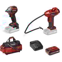 EINHELL Maschinen-Set TP-CW 18/260 + CE-CC 18 Kit, Schlagschrauber rot/schwarz, 1x Li-Ionen-Akku 4.0 Ah, mit Tasche