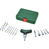 Bosch Bit-Ratschenschraubendreher T-Griff mit Bit-Satz, 22-teilig grün/schwarz, Drehmoment bis 46 Nm