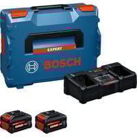 Bosch EXPERT Starter-Set 18V, 2x EXBA 18V-80 + Ladegerät EXAL18V2-320 schwarz, 2x Li-Ionen Akku 8Ah, L-BOXX, AMPShare Alliance
