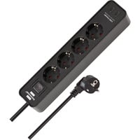 Brennenstuhl Ecolor Steckdosenleiste 4-fach, 2x USB-C schwarz, 1,5 Meter Kabel, USB-C, mit Sicherheitsschalter
