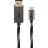 goobay USB Adapterkabel, USB-C Stecker > DisplayPort Stecker, 4K 60Hz schwarz/silber, 3 Meter, Textilkabel