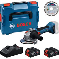 Bosch Werkzeug-Set Akku Winkelschleifer mit 2 Akkus 4.0 Amperestunden und Trennscheibe 125 mm in L-BOXX 