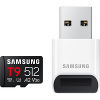 Samsung T9 microSDXC 512 GB, Speicherkarte schwarz, mit USB-Kartenleser