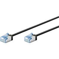 goobay Ultraflexibles Cat.6a Patchkabel slim, U/FTP schwarz, 15 Meter, extrakurze Stecker