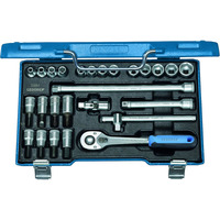 GEDORE Steckschlüssel-Satz 3/8" 6-kant IN-IS-PH, 26-teilig mit Umschalt-Knarre