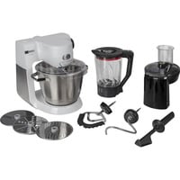 Bosch MUM6EW22 Küchenmaschine weiß/edelstahl, 1.600 Watt, Serie 6, Patisserie-Set, Mixaufsatz